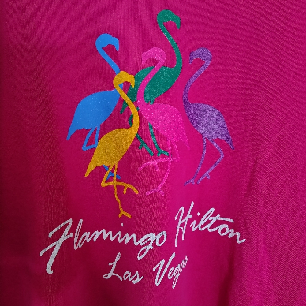 Vintage 80s Flamingo Las Vegas Crewneck Sweatshirt Hot Pink Women's Size XL - Picture 7 of 7
